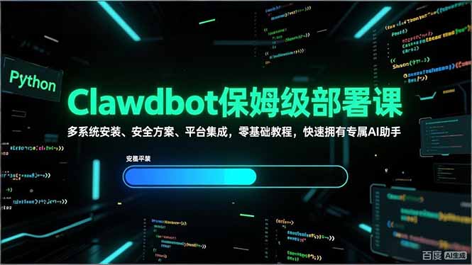 Clawdbot保姆级部署课,多系统安装、安全方案、平台集成,零基础教程,快速拥有专属AI助手