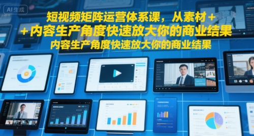 短视频矩阵运营体系课，从素材+内容生产角度快速放大你的商业结果