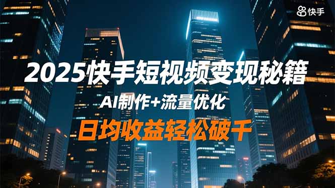 2025快手短视频变现秘籍,AI制作+流量优化,日均收益轻松破千