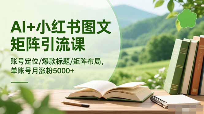 AI+小红书图文矩阵引流课:账号定位/爆款标题/矩阵布局/单账号月涨粉5000+