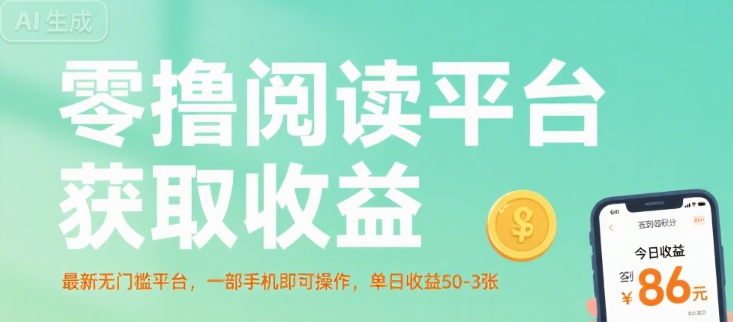 零撸阅读平台获取收益，最新无门槛平台，一部手机即可操作，单日收益50-3张【揭秘】