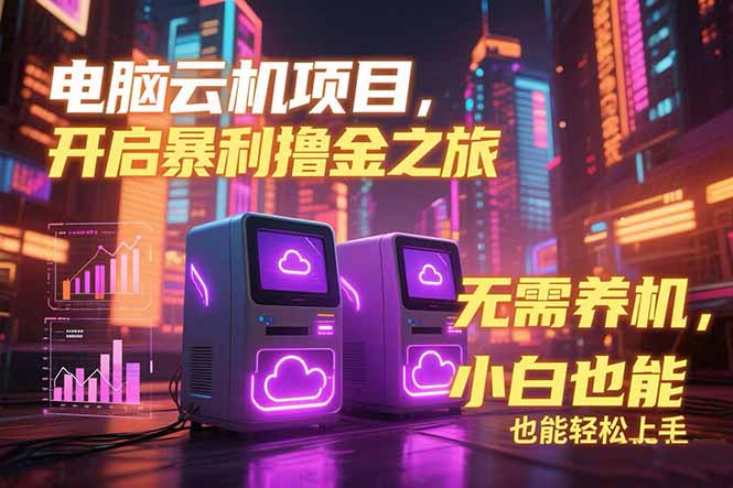 电脑云机项目 暴力撸金玩法,不需要养机 配置没有要求 单机100个窗口一...