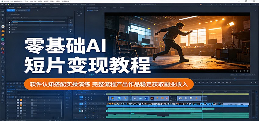 零基础AI短片变现教程：软件认知搭配实操演练，完整流程产出作品稳定获取副业收入