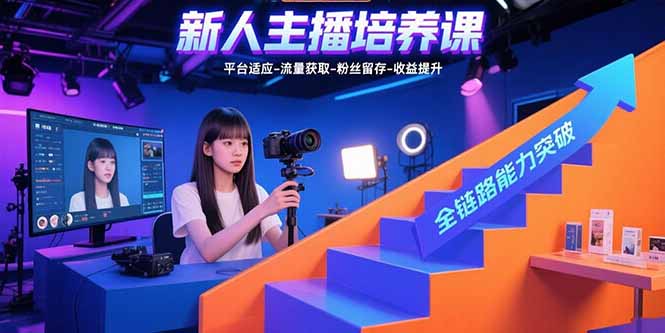 新人主播培养课：平台适应-流量获取-粉丝留存-收益提升 全链路能力突破鱼见海科技-小程序源码-网站源码-免费源码-网创项目-网赚项目-无人直播-弹幕游戏直播鱼见海资源网-免费PHP网站源码模板,插件软件网创AI智能体资源分享平台！