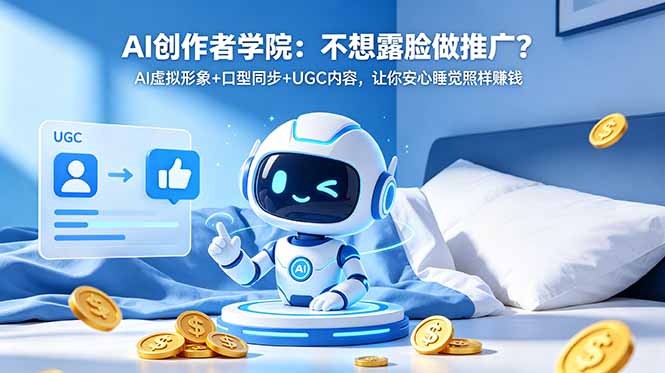 AI创作者学院:不想露脸做推广?AI虚拟形象+口型同步+UGC内容,让你安心睡觉照样赚钱