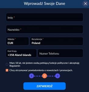 Logowanie do Oficjalnej Platformy z premią wynoszącą 2500 PLN.