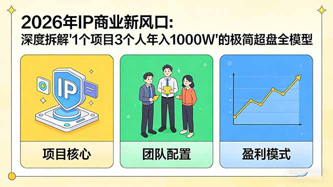 2026年IP商业新风口：深度拆解“1个项目3个人年入1000W”的极简超盘全模型