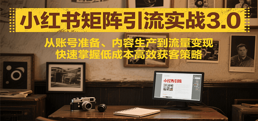 小红书矩阵引流3.0，从账号准备、内容生产到流量变现，快速掌握低成本高效获客策略