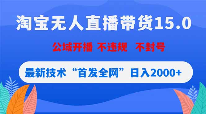 淘宝无人直播带货15.0,不封号,不违规,公域玩法,首发全网日入2000+