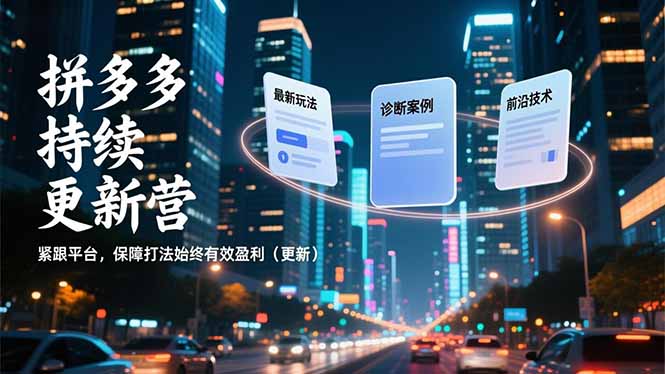 拼多多持续更新营,最新玩法、诊断案例、前沿技术,紧跟平台,保障打法始终有效盈利(更新