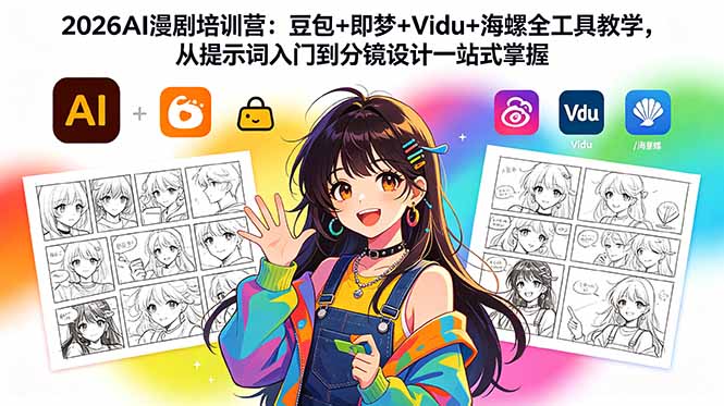 2026AI漫剧培训营:豆包+即梦+Vidu+海螺全工具教学,从提示词入门到分镜设计一站式掌握