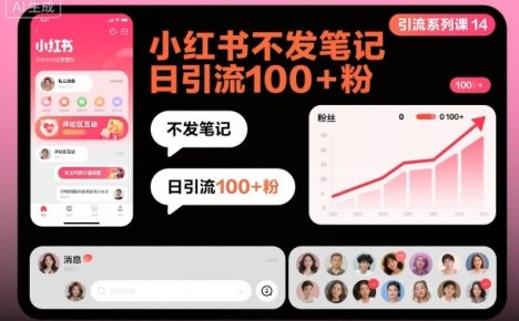 引流系列课14：小红书不发笔记日引流100+粉