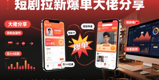 短剧拉新爆单大佬分享日入4位数实操经验，零粉丝就能做