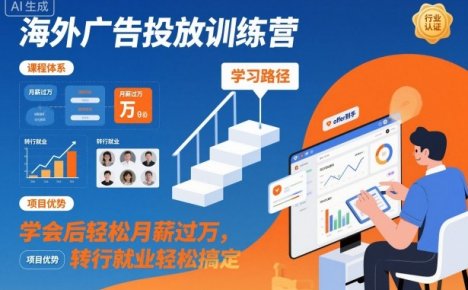 海外广告投放训练营，学会后轻松月薪过万，转行就业轻松搞定