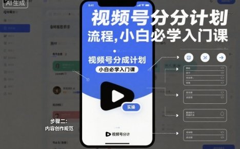 视频号分成计划实操流程,小白必学入门课