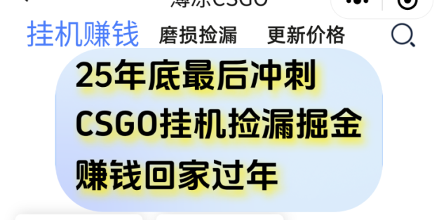 12月年底抓紧最后一个月，用CSGO游戏挂机捡漏掘金赚钱掘金，一部手机轻松日入500+