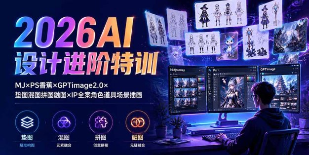 2026AI设计进阶特训：MJ×PS香蕉×GPTimage2.0×垫图混图拼图融图×IP全案角色道具场景插画