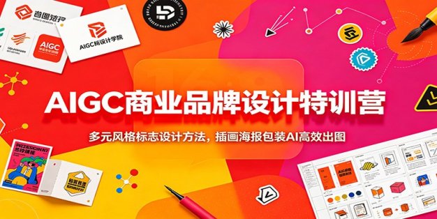 AIGC商业品牌设计特训营：多元风格标志设计方法，插画海报包装AI高效出图