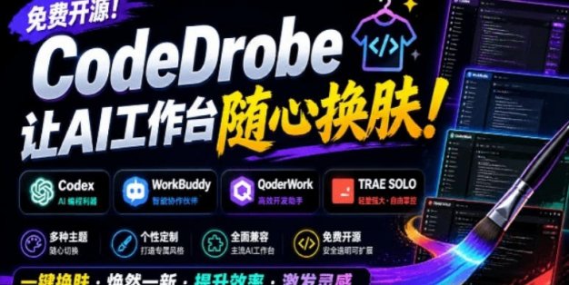 免费开源的CodeDrobe，让AI工作台随心换肤，支持Codex、WorkBuddy等，免费且本地运行！