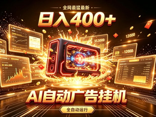 全网最猛最新的AI自动广告挂G,狠收益日入400+,真正做到躺賺式变现【揭秘】