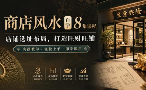 商店风水自学8集课程|店铺选址布局,打造旺财旺铺实操教学