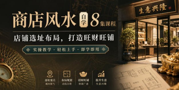 商店风水自学8集课程｜店铺选址布局，打造旺财旺铺实操教学