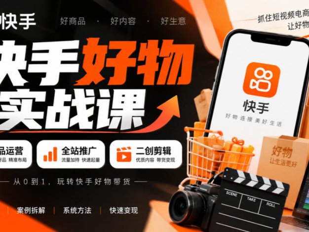 快手好物实战课|选品运营+全站推广+二创剪辑带货变现