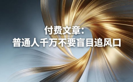 付费文章:普通人千万不要盲目追风口