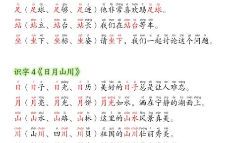 26新版一年级上语文暑假预习晨读材料(同步生字组词造句)