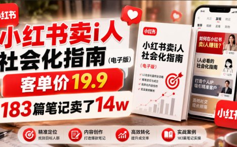 小红书卖I人社会化指南(电子版),客单价19.9,183篇笔记卖了14w!