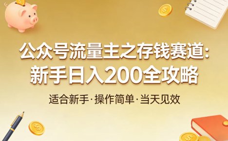 公众号流量主之存钱赛道，贴合当下需求，适合新手，一天收益2张