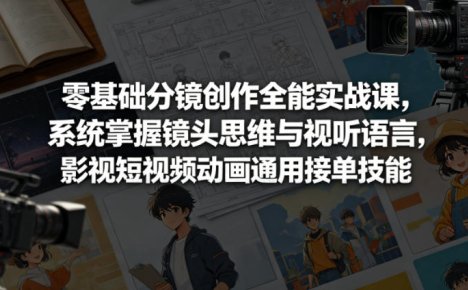 零基础分镜创作全能实战课，系统掌握镜头思维与视听语言，影视短视频动画通用接单技能