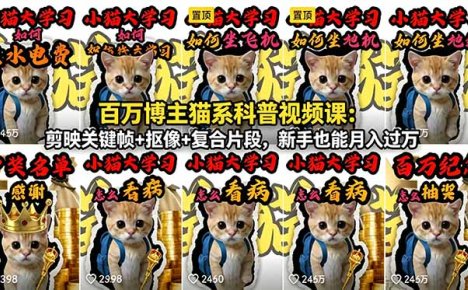 百万博主猫系科普视频课:剪映关键帧+抠像+复合片段,新手也能月入过万