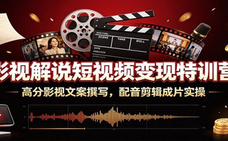 影视解说短视频变现特训营:高分影视文案撰写,配音剪辑成片实操