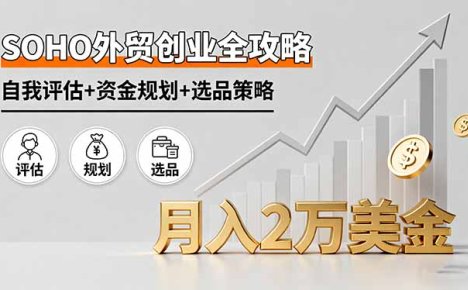 SOHO外贸创业全攻略，自我评估+资金规划+选品策略，月入2万美金