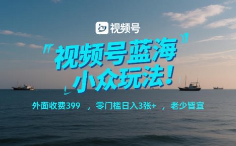 视频号蓝海小众玩法!外面收费399,零门槛日入3张+,老少皆宜
