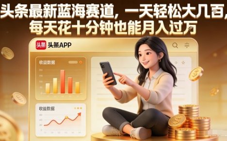 头条最新蓝海赛道,一天轻松大几张,每天花十分钟也能月入过1W【揭秘】