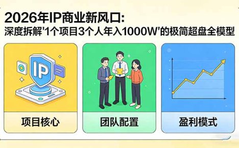 2026年IP商业新风口：深度拆解“1个项目3个人年入1000W”的极简超盘全模型