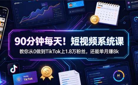 90分钟每天!短视频系统课教你从0做到TikTok上1.8万粉丝,还能单月賺8k【原创双语字幕】