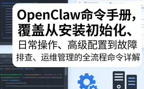OpenClaw命令手册，覆盖从安装初始化、日常操作、高级配置到故障排查、运维管理的全流程命令详解