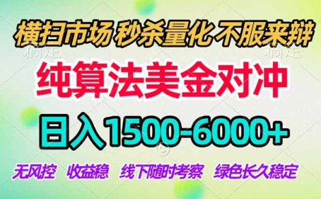 2026美金掘金新风口-纯算法对冲震撼上线!日入1500-6000+,长久合规稳健,轻松摆脱死工资,…