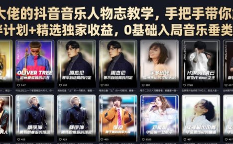 某大佬的抖音音乐人物志教学,手把手带你解锁伙伴计划+精选独家收益,0基础入局音乐垂类赛道