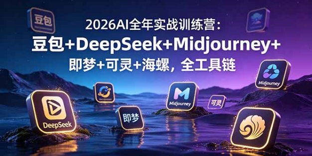 2026AI全年实战训练营：豆包+DeepSeek+Midjourney+即梦+可灵+海螺，全工具链