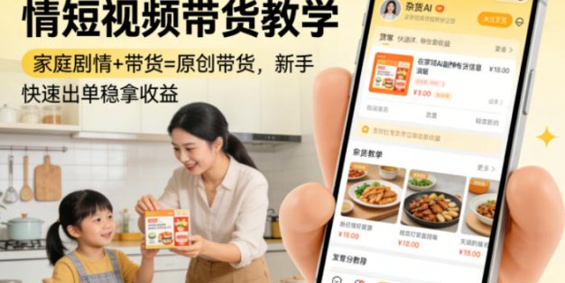 3月某社群原创AI剧情短视频带货教学，家庭剧情+带货=原创带货，新手也能快速出单稳拿收益(更新)