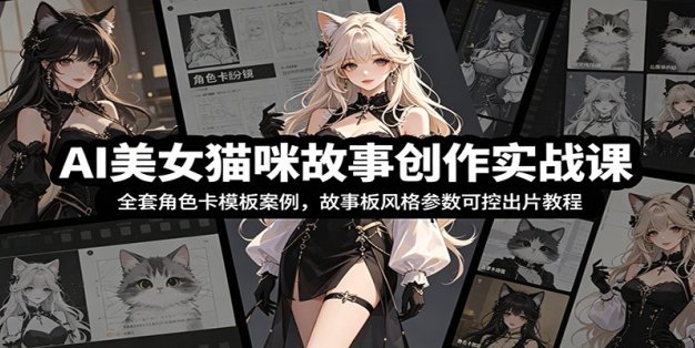 AI美女猫咪故事创作实战课：全套角色卡模板案例，故事板风格参数可控出片教程