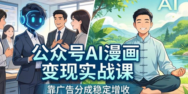 公众号AI漫画变现实战课：星座/职场/养生多赛道+智能体发文，靠广告分成稳定增收