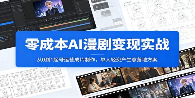 零成本AI漫剧变现实战：从0到1起号运营成片制作，单人轻资产生意落地方案