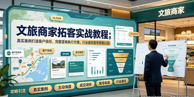 文旅商家拓客实战教程；真实案例打造客户信任，完整落地执行方案，行业避坑账号布局心法