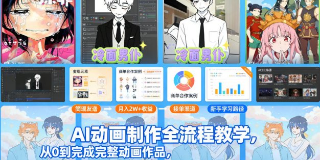 AI动画制作全流程教学，从0到完成完整动画作品，大量的商单让你轻松变现，小白也能上手月入2W+