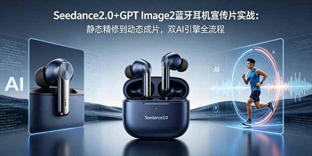 Seedance2.0+GPT Image2蓝牙耳机宣传片实战：静态精修到动态成片，双AI引擎全流程